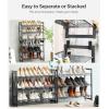 imageSONGMICS Shoe Rack 8Tier Shoe Organizer Metal Rack for Garage Set of 2 4Tier Stackable Shelf with Adjustable Flat or Angled Shelves 3240 Pairs Ink Black ULMR08BCharcoal Gray
