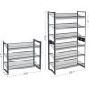 imageSONGMICS Shoe Rack 8Tier Shoe Organizer Metal Rack for Garage Set of 2 4Tier Stackable Shelf with Adjustable Flat or Angled Shelves 3240 Pairs Ink Black ULMR08BCharcoal Gray