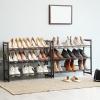imageSONGMICS Shoe Rack 8Tier Shoe Organizer Metal Rack for Garage Set of 2 4Tier Stackable Shelf with Adjustable Flat or Angled Shelves 3240 Pairs Ink Black ULMR08BBronze
