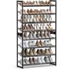 imageSONGMICS Shoe Rack 8Tier Shoe Organizer Metal Rack for Garage Set of 2 4Tier Stackable Shelf with Adjustable Flat or Angled Shelves 3240 Pairs Ink Black ULMR08BInk Black