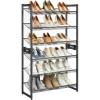 imageSONGMICS Shoe Rack 8Tier Shoe Organizer Metal Rack for Garage Set of 2 4Tier Stackable Shelf with Adjustable Flat or Angled Shelves 3240 Pairs Ink Black ULMR08BCharcoal Gray
