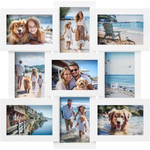 imageSONGMICS 4x6 Collage Picture Frames for Wall Decor 10 Pack Family Photo Collage Frame Set for Gallery Glass Front Assembly Required Ink BlackCloud White
