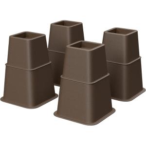 imageSONGMICS Bed Risers 4Pack Furniture Risers Heavy Duty Bed Lifts in Heights of 3 5 or 8 Inches Lifts up to 1300 lb for Sofa Table Legs Extenders Black UCDG001B01Brown