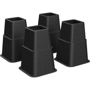imageSONGMICS Bed Risers 4Pack Furniture Risers Heavy Duty Bed Lifts in Heights of 3 5 or 8 Inches Lifts up to 1300 lb for Sofa Table Legs Extenders Black UCDG001B01Black