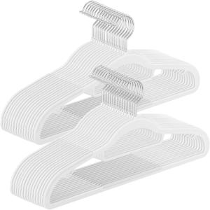 imageSONGMICS Pack of 50 Coat Hangers HeavyDuty Plastic Hangers NonSlip SpaceSaving Clothes Hangers 02 Inches Slim 165 Inches Wide 360 Swivel Silver Hook Light and Dark Gray UCRP20G50White