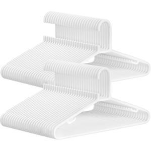 imageSONGMICS Plastic Hangers 50 Pack SpaceSaving Clothes Hangers Lightweight Hangers for Pants Coats Dresses White UCRP009W50White