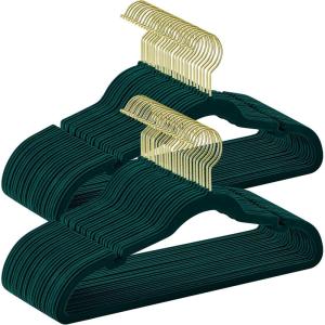 imageSONGMICS Velvet Hangers 30 Pack NonSlip Clothes Hangers Suit Hangers with Shoulder Notches Pants Bar 360 Swivel Hook SpaceSaving for Closet Ink Black UCRF029B03Forest Green