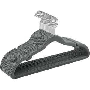 imageSONGMICS Velvet Hangers 30 Pack NonSlip Clothes Hangers Suit Hangers with Shoulder Notches Pants Bar 360 Swivel Hook SpaceSaving for Closet Ink Black UCRF029B03Gray