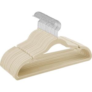 imageSONGMICS Velvet Hangers 30 Pack NonSlip Clothes Hangers Suit Hangers with Shoulder Notches Pants Bar 360 Swivel Hook SpaceSaving for Closet Ink Black UCRF029B03Sandy Beige