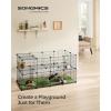 imageSONGMICS 36 Panels Pet Playpen Small Animal Playpen Rabbit Guinea Pig Cage Zip Ties Included Metal Wire ApartmentStyle TwoStory Pet Premium Villa for Bunnies Puppies Indoor Use White ULPI02WBlack