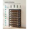 imageSONGMICS 42Bottle Wine Rack Free Standing Floor 7Tier Display Wine Storage Shelves with Table Top Bamboo WobbleFree Bottle Holder for Kitchen Bar Dining Room Living Room Walnut Color UKWR27WLInk Black