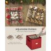 imageSONGMICS Christmas Ornament Storage Box 3 Inches 64 Slots Stackable Christmas Storage Container with Lid Dual Zippers Adjustable Dividers NonWoven Fabric Forest Green URFB036C01Cherry Red