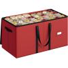 imageSONGMICS Christmas Ornament Storage Box 3 Inches 64 Slots Stackable Christmas Storage Container with Lid Dual Zippers Adjustable Dividers NonWoven Fabric Forest Green URFB036C01Cherry Red