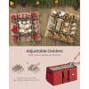 imageSONGMICS Christmas Ornament Storage Box 3 Inches 64 Slots Stackable Christmas Storage Container with Lid Dual Zippers Adjustable Dividers NonWoven Fabric Forest Green URFB036C01Cherry Red