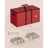 imageSONGMICS Christmas Ornament Storage Box 3 Inches 64 Slots Stackable Christmas Storage Container with Lid Dual Zippers Adjustable Dividers NonWoven Fabric Forest Green URFB036C01Cherry Red