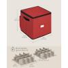 imageSONGMICS Christmas Ornament Storage Box 3 Inches 64 Slots Stackable Christmas Storage Container with Lid Dual Zippers Adjustable Dividers NonWoven Fabric Forest Green URFB036C01Cherry Red