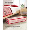 imageSONGMICS Christmas Ornament Storage Box 96 Slots of 3 Inches 38quot L x 132quot W x 69quot H Bauble Storage Box with Dividers Zippers Side Handles Under the Bed Cherry Red URFB031T02Cherry Red