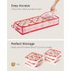 imageSONGMICS Christmas Ornament Storage Box 96 Slots of 3 Inches 38quot L x 132quot W x 69quot H Bauble Storage Box with Dividers Zippers Side Handles Under the Bed Cherry Red URFB031T02Cherry Red