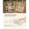 imageSONGMICS Christmas Ornament Storage Box 96 Slots of 3 Inches 38quot L x 132quot W x 69quot H Bauble Storage Box with Dividers Zippers Side Handles Under the Bed Cherry Red URFB031T02Sandy Gold