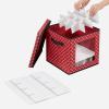 imageSONGMICS Christmas Ornament Storage Holds 192 Holiday Ornaments with Lid Adjustable Dividers 2 Handles Transparent Window Storage Boxes Containers for Bulbs Decorations Red URFB029R01Red
