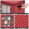 imageSONGMICS Christmas Ornament Storage Holds 192 Holiday Ornaments with Lid Adjustable Dividers 2 Handles Transparent Window Storage Boxes Containers for Bulbs Decorations Red URFB029R01Red