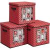 imageSONGMICS Christmas Ornament Storage Holds 192 Holiday Ornaments with Lid Adjustable Dividers 2 Handles Transparent Window Storage Boxes Containers for Bulbs Decorations Red URFB029R01Red