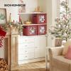 imageSONGMICS Christmas Ornament Storage Holds 192 Holiday Ornaments with Lid Adjustable Dividers 2 Handles Transparent Window Storage Boxes Containers for Bulbs Decorations Red URFB029R01Red
