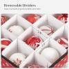 imageSONGMICS Christmas Ornament Storage Holds 192 Holiday Ornaments with Lid Adjustable Dividers 2 Handles Transparent Window Storage Boxes Containers for Bulbs Decorations Red URFB029R01Red