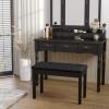 imageSONGMICS Duet Piano Bench with Padded Cushion and Storage Compartment for Music Books Tufted Wooden Seat Black ULPB074B01