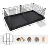 imageSONGMICS Guinea Pig Cages Metal Grid Small Animal Playpen with Waterproof Washable Liner 2 Separate Spaces for Rabbits Ferrets Bunnies Hedgehogs484 x 248 x 181 Inches Black ULPI07H