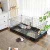 imageSONGMICS Guinea Pig Cages Metal Grid Small Animal Playpen with Waterproof Washable Liner 2 Separate Spaces for Rabbits Ferrets Bunnies Hedgehogs484 x 248 x 181 Inches Black ULPI07H