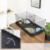 imageSONGMICS Guinea Pig Cages Metal Grid Small Animal Playpen with Waterproof Washable Liner 2 Separate Spaces for Rabbits Ferrets Bunnies Hedgehogs484 x 248 x 181 Inches Black ULPI07H