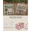 imageSONGMICS Large Christmas Decoration Storage Box 4Inch 54 Slots Plastic Christmas Bauble Storage Box with Lid Dual Zippers 6 Trays Side Handles Cherry Red URFB030T01Cherry Red
