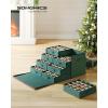 imageSONGMICS Large Christmas Ornament Storage Box with Side Open Stackable Christmas Storage Container with Lid 8 Drawer Trays 600D Oxford 3Inch 128 Slots Dove Gray URFB038G01Forest Green
