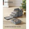 imageSONGMICS Large Christmas Ornament Storage Box with Side Open Stackable Christmas Storage Container with Lid 8 Drawer Trays 600D Oxford 3Inch 128 Slots Dove Gray URFB038G01Dove Gray