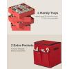 imageSONGMICS Large Christmas Ornament Storage Box with Side Open Stackable Christmas Storage Container with Lid 8 Drawer Trays 600D Oxford 3Inch 128 Slots Dove Gray URFB038G01Cherry Red
