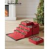 imageSONGMICS Large Christmas Ornament Storage Box with Side Open Stackable Christmas Storage Container with Lid 8 Drawer Trays 600D Oxford 3Inch 128 Slots Dove Gray URFB038G01Cherry Red