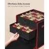 imageSONGMICS Large Christmas Ornament Storage Box with Side Open Stackable Christmas Storage Container with Lid 8 Drawer Trays 600D Oxford 3Inch 128 Slots Dove Gray URFB038G01Ink Black