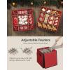 imageSONGMICS Large Christmas Ornament Storage Box with Side Open Stackable Christmas Storage Container with Lid 8 Drawer Trays 600D Oxford 3Inch 128 Slots Dove Gray URFB038G01Cherry Red