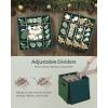 imageSONGMICS Large Christmas Ornament Storage Box with Side Open Stackable Christmas Storage Container with Lid 8 Drawer Trays 600D Oxford 3Inch 128 Slots Dove Gray URFB038G01Forest Green