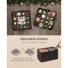 imageSONGMICS Large Christmas Ornament Storage Box with Side Open Stackable Christmas Storage Container with Lid 8 Drawer Trays 600D Oxford 3Inch 128 Slots Dove Gray URFB038G01Ink Black