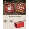 imageSONGMICS Large Christmas Ornament Storage Box with Side Open Stackable Christmas Storage Container with Lid 8 Drawer Trays 600D Oxford 3Inch 128 Slots Dove Gray URFB038G01Cherry Red