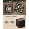 imageSONGMICS Large Christmas Ornament Storage Box with Side Open Stackable Christmas Storage Container with Lid 8 Drawer Trays 600D Oxford 3Inch 128 Slots Dove Gray URFB038G01Ink Black