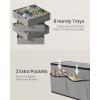 imageSONGMICS Large Christmas Ornament Storage Box with Side Open Stackable Christmas Storage Container with Lid 8 Drawer Trays 600D Oxford 3Inch 128 Slots Dove Gray URFB038G01Dove Gray
