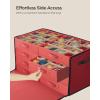 imageSONGMICS Large Christmas Ornament Storage Box with Side Open Stackable Christmas Storage Container with Lid 8 Drawer Trays 600D Oxford 3Inch 128 Slots Dove Gray URFB038G01Cherry Red