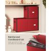 imageSONGMICS Large Christmas Ornament Storage Box with Side Open Stackable Christmas Storage Container with Lid 8 Drawer Trays 600D Oxford 3Inch 128 Slots Dove Gray URFB038G01Cherry Red