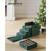 imageSONGMICS Large Christmas Ornament Storage Box with Side Open Stackable Christmas Storage Container with Lid 8 Drawer Trays 600D Oxford 3Inch 128 Slots Dove Gray URFB038G01Forest Green