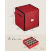 imageSONGMICS Large Christmas Ornament Storage Box with Side Open Stackable Christmas Storage Container with Lid 8 Drawer Trays 600D Oxford 3Inch 128 Slots Dove Gray URFB038G01Cherry Red