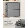 imageSONGMICS Large Christmas Ornament Storage Box with Side Open Stackable Christmas Storage Container with Lid 8 Drawer Trays 600D Oxford 3Inch 128 Slots Dove Gray URFB038G01Dove Gray
