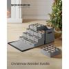 imageSONGMICS Large Christmas Ornament Storage Box with Side Open Stackable Christmas Storage Container with Lid 8 Drawer Trays 600D Oxford 3Inch 128 Slots Dove Gray URFB038G01Dove Gray